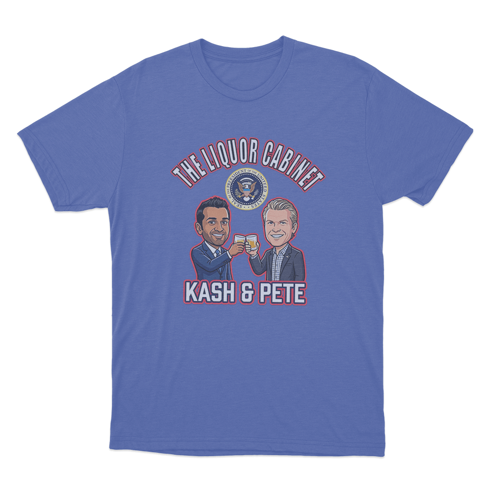 Kash Patel The Liquor Cabinet With Pete Unisex T Shirt Blue Kash Patel The Liquor Cabinet With Pete Unisex T Shirt Blue