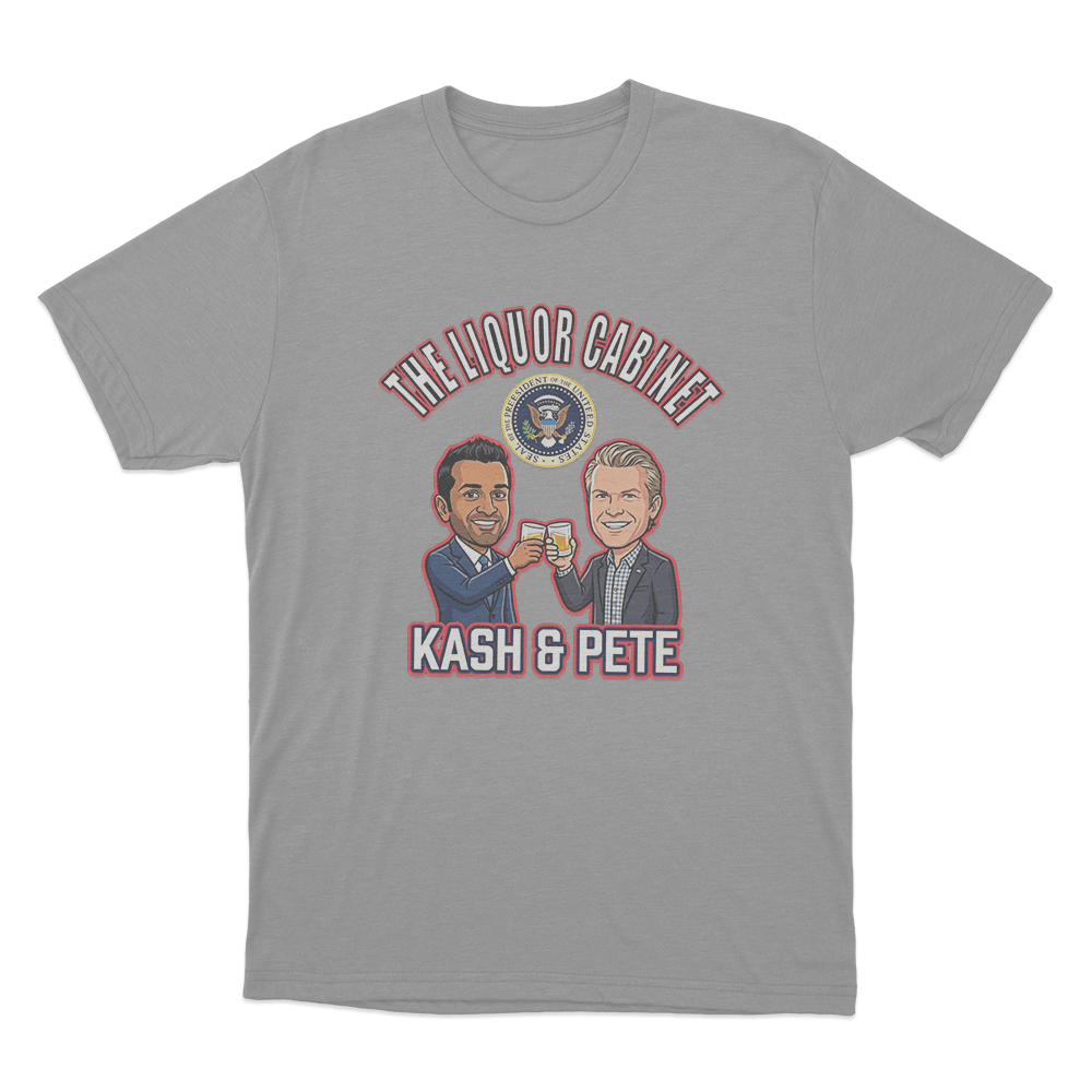 Kash Patel The Liquor Cabinet With Pete Unisex T Shirt Grey Kash Patel The Liquor Cabinet With Pete Unisex T Shirt Grey
