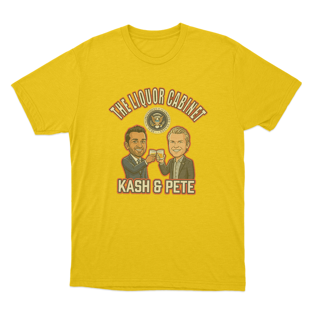 Kash Patel The Liquor Cabinet With Pete Unisex T Shirt Yellow Kash Patel The Liquor Cabinet With Pete Unisex T Shirt Yellow