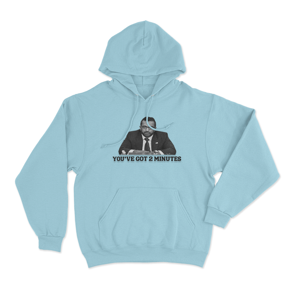 Kash Patel You've Got 2 Minutes Unisex Hoodie Sky Blue Kash Patel Youve Got 2 Minutes Unisex Hoodie Sky Blue
