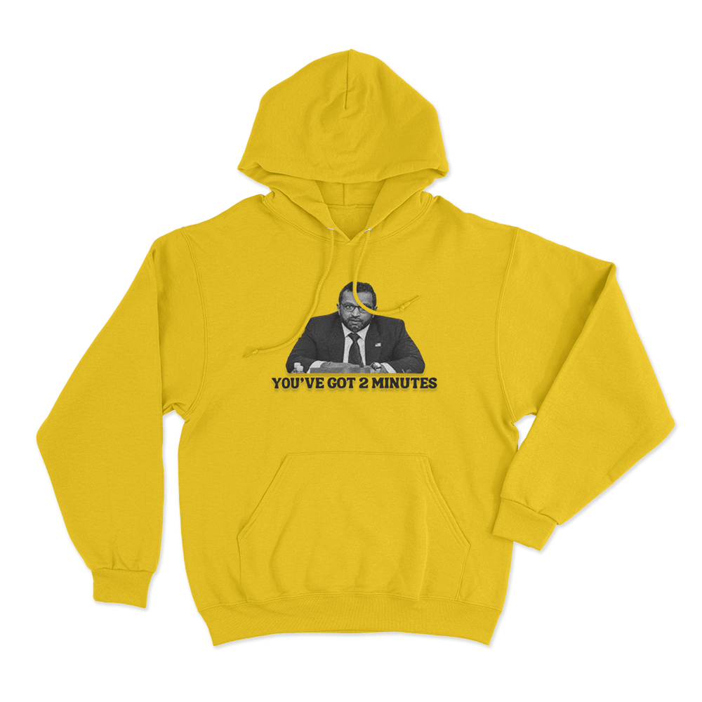 Kash Patel You've Got 2 Minutes Unisex Hoodie Yellow Kash Patel Youve Got 2 Minutes Unisex Hoodie Yellow